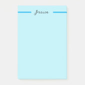 Blue Modern Elegant Plain Simple Professional Name Post-it Klebezettel (Vorderseite)