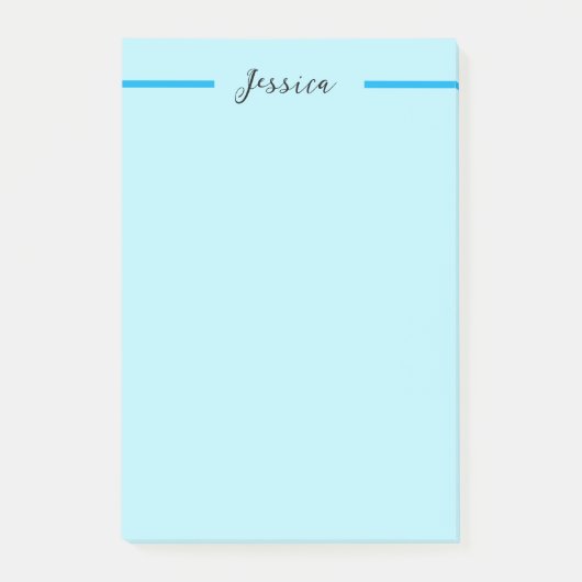 Blue Modern Elegant Plain Simple Professional Name Post-it Klebezettel (Vorderseite)