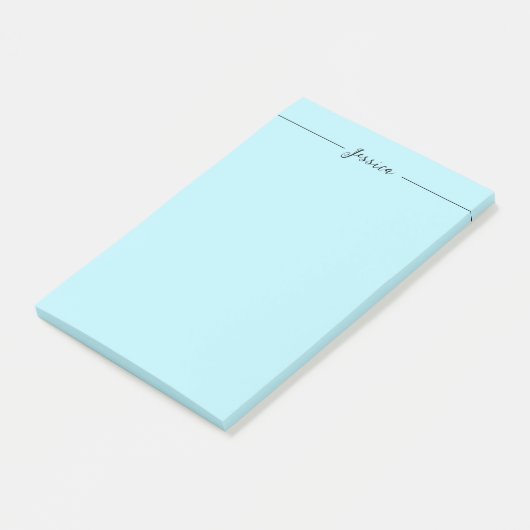 Blue Modern Elegant Plain Simple Professional Name Post-it Klebezettel (angewinkelt)