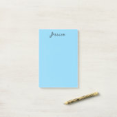 Blue Modern Elegant Plain Simple Professional Name Post-it Klebezettel (Auf Schreibtisch)