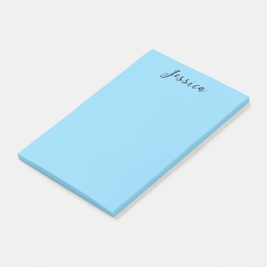 Blue Modern Elegant Plain Simple Professional Name Post-it Klebezettel (angewinkelt)