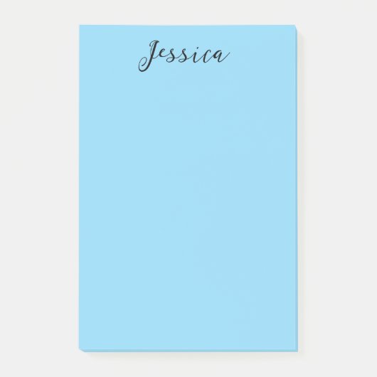 Blue Modern Elegant Plain Simple Professional Name Post-it Klebezettel (Vorderseite)