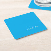 Blue Modern Elegant Plain Simple Professional Name Rechteckiger Pappuntersetzer (angewinkelt)