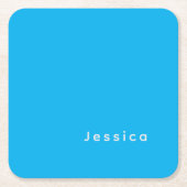 Blue Modern Elegant Plain Simple Professional Name Rechteckiger Pappuntersetzer (Vorderseite)