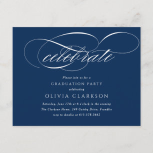 Blue Modern Elegante Script Graduation Party Begleitkarte
