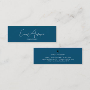 Blue Modern Eleganter Abschluss Name Einsteckkarte Mini Visitenkarte
