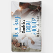 Blue Modern Es ist ein Baby Dusche 2 Foto Banner (Vertikal)