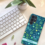 Blue Modern Floral Abstrakter Name Samsung Galaxy Hülle<br><div class="desc">Diese fröhliche blaue Blumen-Inspirivity Handy Gehäuse wird die perfekte Ergänzung zu Ihrem Telefon. Ändern Sie die personalisierte Banner-Bar mit Ihrem Namen oder Ihrem Lieblings-Zitat. Stellen Sie Ihr Telefon mit diesem trendigen Gehäuse nie wieder ein. Das lustige Blumenmuster verleiht Ihrem Handy ein stilvolles, modernes Ambiente. Für mehr meiner alltäglichen inspirierenden Kunstwerke,...</div>