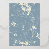 Blue Modern Floral Baby Dusche Folieneinladung (Rückseite)