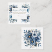 Blue Modern Floral Watercolor Babydusche Begleitkarte (Vorne/Hinten)