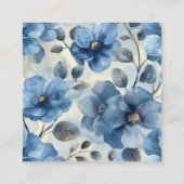 Blue Modern Floral Watercolor Babydusche Begleitkarte (Rückseite)