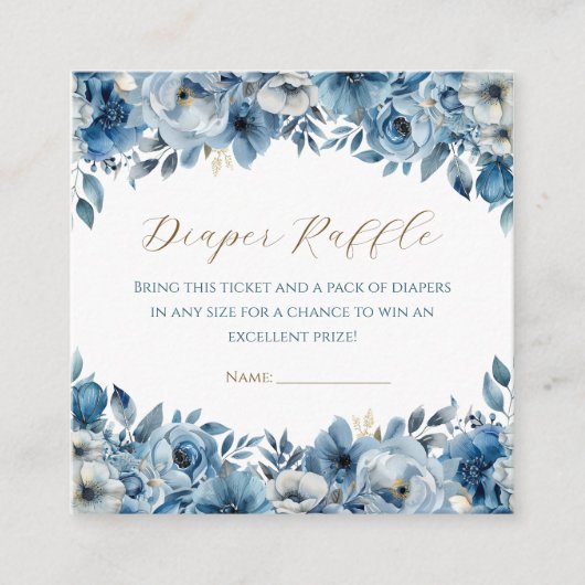 Blue Modern Floral Watercolor Babydusche Begleitkarte (Vorderseite)