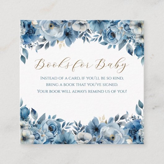 Blue Modern Floral Watercolor Babydusche Begleitkarte (Vorderseite)