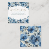 Blue Modern Floral Watercolor Babydusche Begleitkarte (Vorne/Hinten)