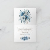Blue Modern Floral Watercolor Babydusche Dankeskarte (Innenseite)