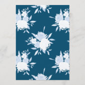 Blue Modern Floral Watercolor Babydusche Einladung (Rückseite)