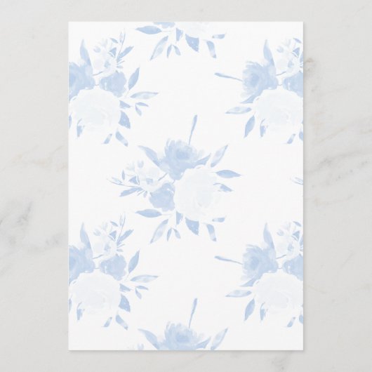 Blue Modern Floral Watercolor Babydusche Einladung (Rückseite)