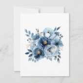 Blue Modern Floral Watercolor Babydusche Einladung (Rückseite)