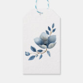 Blue Modern Floral Watercolor Babydusche Geschenkanhänger (Rückseite)