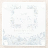 Blue Modern Floral Watercolor Babydusche Glasuntersetzer (Rückseite)