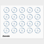 Blue Modern Foil Glitzer Sparkle Monogram Runder Aufkleber (Blatt)