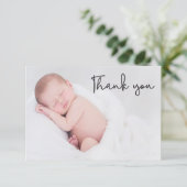 Blue Modern Foto Baby Boy Dusche Vielen Dank Dankeskarte (Stehend Vorderseite)