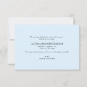 Blue Modern Foto Baby Boy Dusche Vielen Dank Dankeskarte (Rückseite)