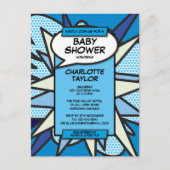 Blue Modern Foto Baby Shower Baby Boy Einladungspostkarte (Vorderseite)