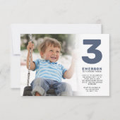 Blue Modern Foto Birthday Party Einladung (Vorderseite)