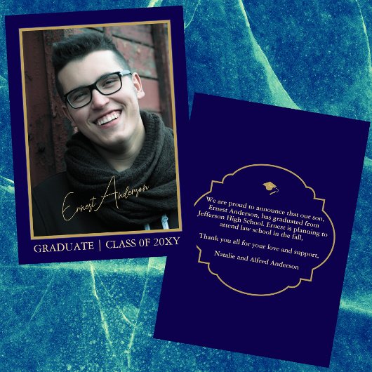 Blue Modern Foto Graduate Abschluss Ankündigung