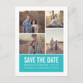 Blue Modern Foto Save the Date Postkarten (Vorderseite)