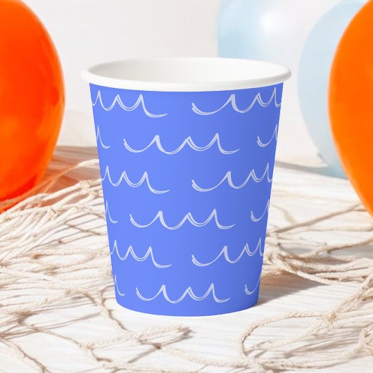 Blue Modern French Wave Water Paper Cups Pappbecher