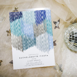 Blue Modern Fringe Junggeselinnen-Abschied Einladu Save The Date