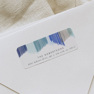 Blue Modern Fringe Rücksendeadressen-Aufkleber