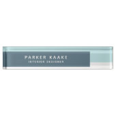 Blue Modern Geometric Luxury Namensplakette (Vorderseite)