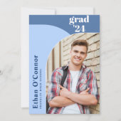 Blue Modern Graduate Foto High School Abschluss Ankündigung (Vorderseite)