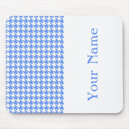 Blue Modern Hahnentrittmuster mit Namen Mousepad (Vorne)