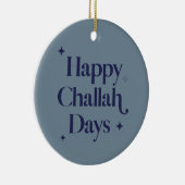 Blue Modern Happy Challah Days Hanukkah Keramik Ornament (Rechts)