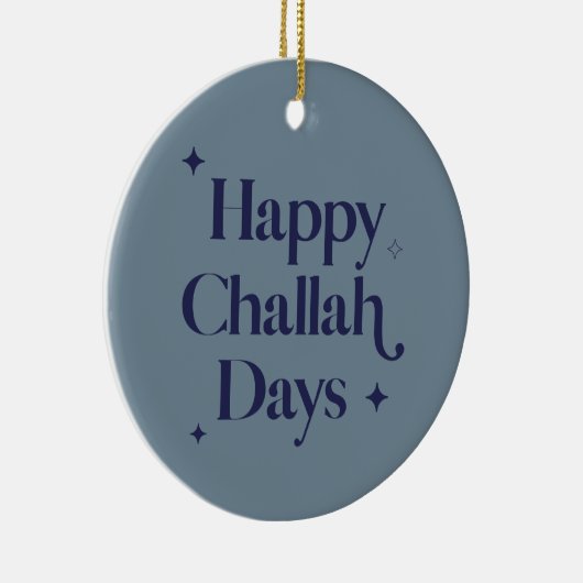 Blue Modern Happy Challah Days Hanukkah Keramik Ornament (Rechts)