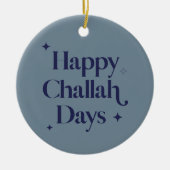 Blue Modern Happy Challah Days Hanukkah Keramik Ornament (Vorne)