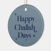 Blue Modern Happy Challah Days Hanukkah Keramik Ornament (Links)