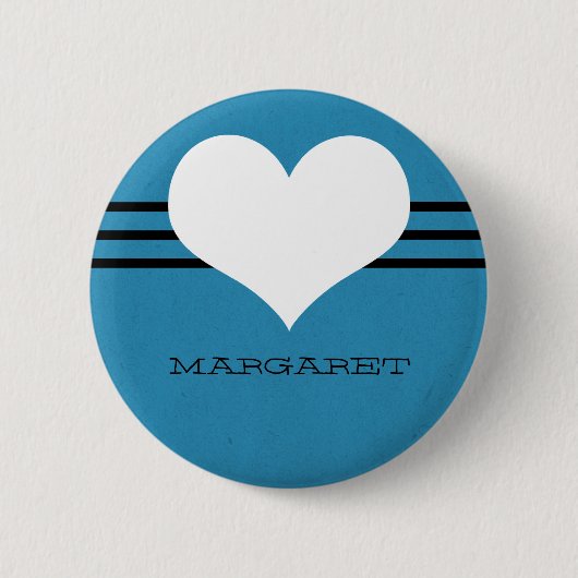 Blue Modern Heart Button (Vorderseite)
