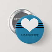 Blue Modern Heart Button (Vorne & Hinten)