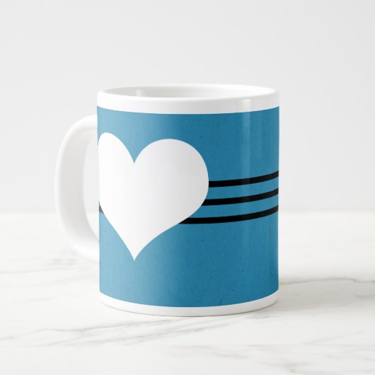 Blue Modern Heart Jumbo Tasse (Vorderseite Links)