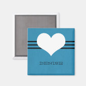 Blue Modern Heart Magnet (Vorderseite/Rückseite)