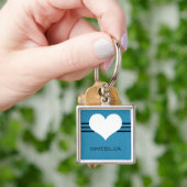 Blue Modern Heart Premium Schlüsselanhänger (Hand)