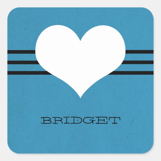 Blue Modern Heart Stickers (Vorderseite)