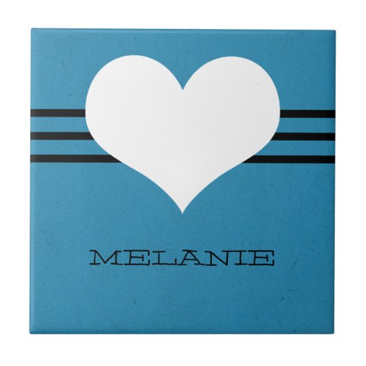 Blue Modern Heart Tile Fliese (Vorderseite)