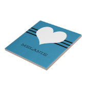 Blue Modern Heart Tile Fliese (Seite)