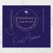 Blue Modern Herzlichen Glückwunsch Graduate Abschl Schaumweinetikett (Einzelnes Label)